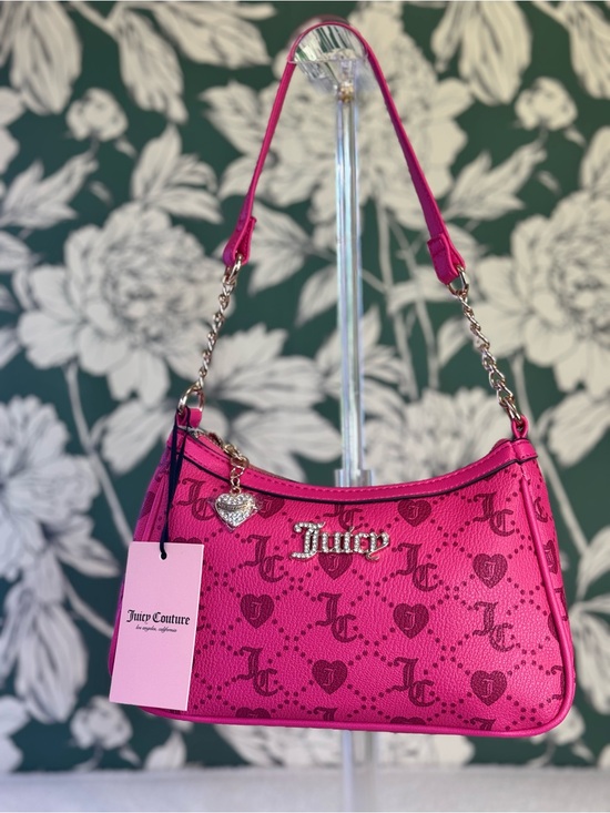 Juicy Couture Handbags - Juicy Couture Hot Pink Logo Heart Shoulder Bag